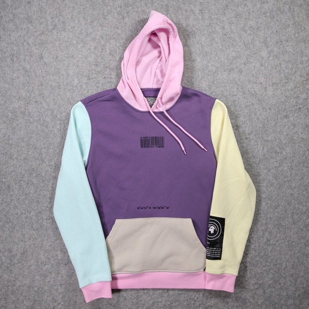 Brooklyn Cloth Hoodie Mens Medium Multicolor Excellent Colorblock Graphic